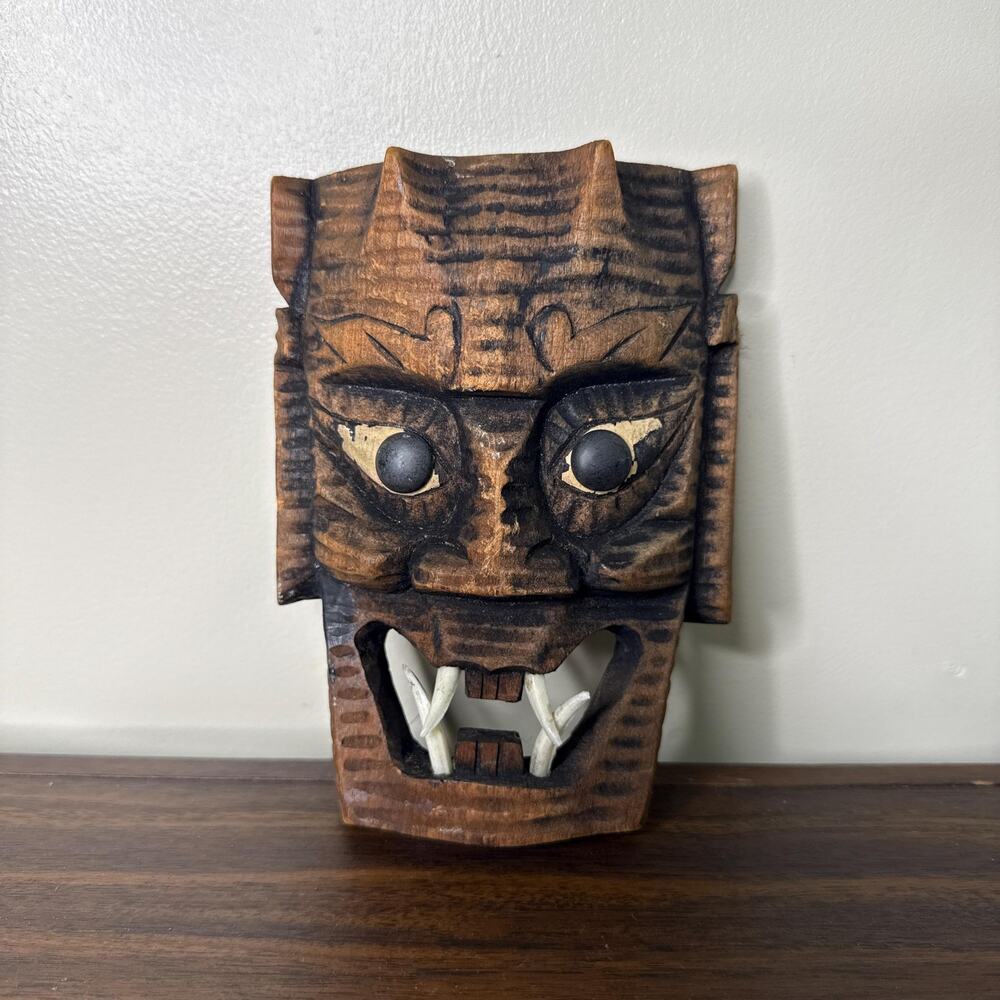Vintage Carved Wall Mask Head Sculpture Art